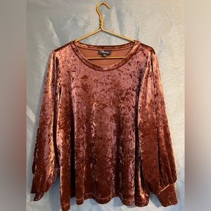 ModCloth Dusty Pink Crushed Velvet Top/Sweater (1X)
